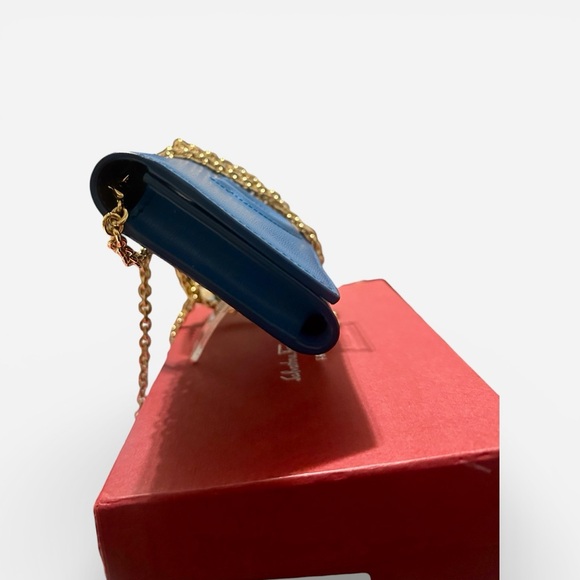 SALVATORE FERRAGAMO Cobalt Blue Wallet on Chain - NEW! - Picture 4 of 8